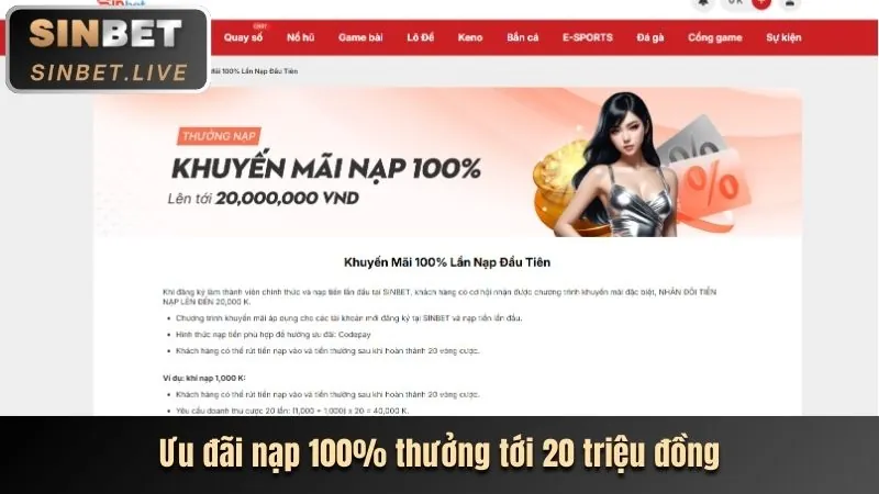 Ưu đãi tiền thưởng nạp tiền